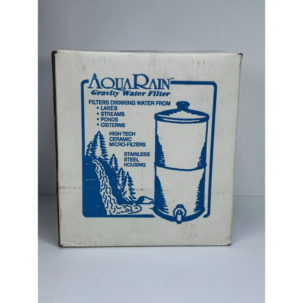 AQUA RAIN Model 404 Gravity Water Filter System Stainless Steel 4 Carbon Filters